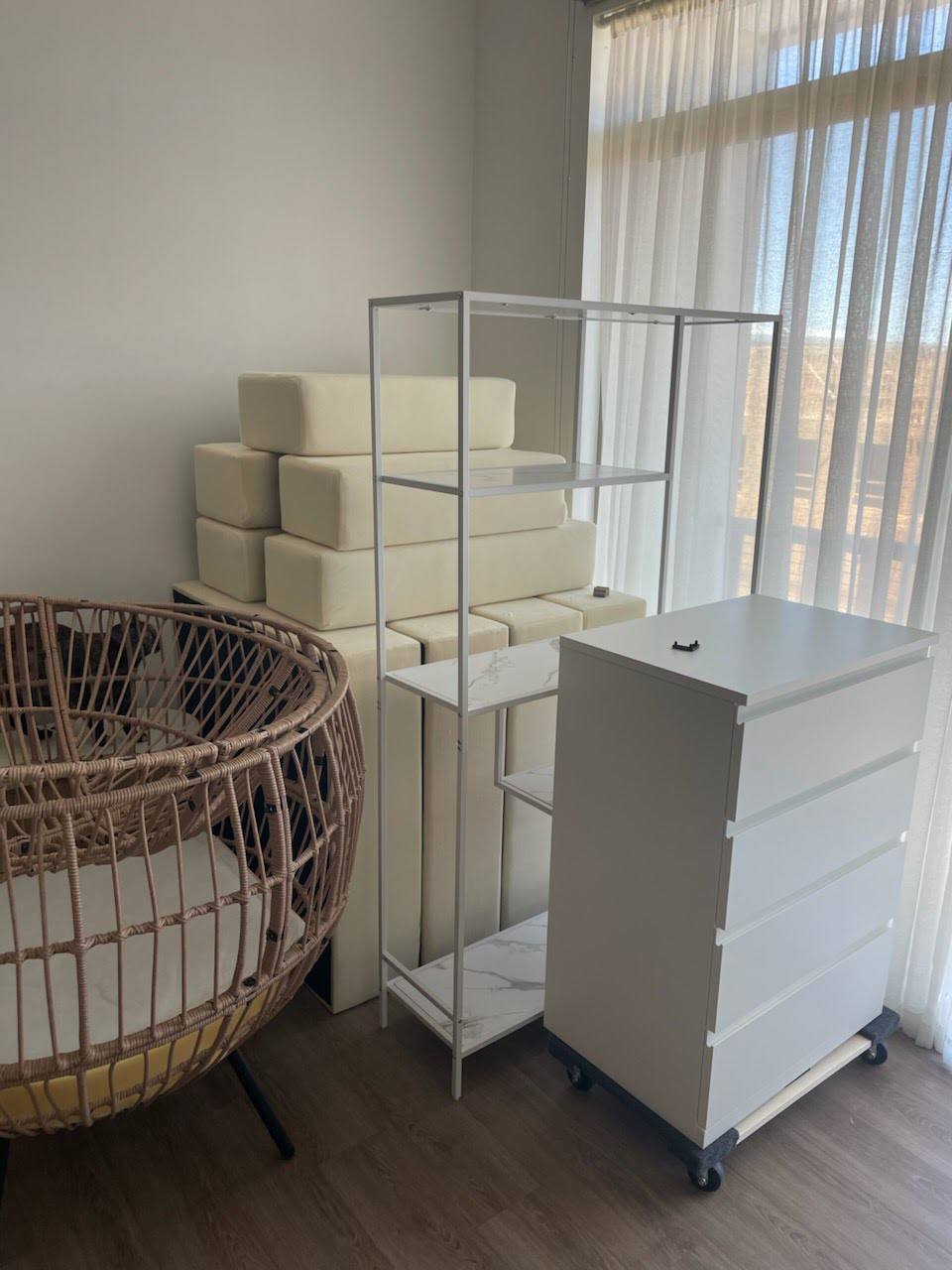 Nursery furniture staged for delivery